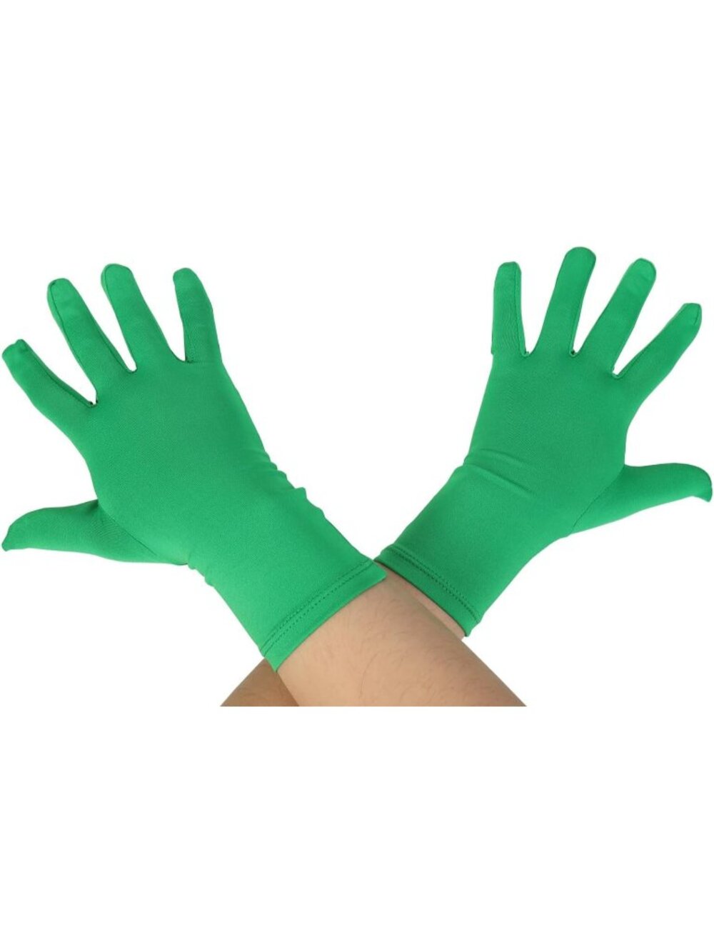 Women's Green 9.5“ Unisex Short Spandex Length Stretchy Costume Gloves